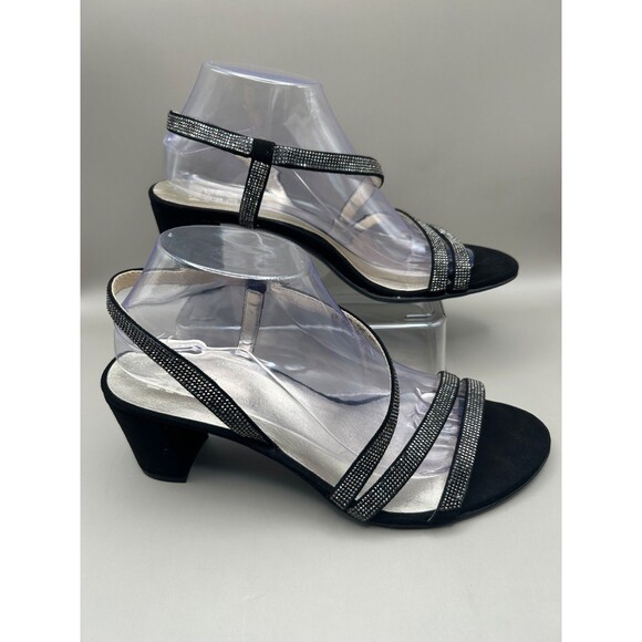 Naturalizer Vanessa2 Womens Strappy Heeled Sandals Rhinestone Black Sz 9 WIDE - Picture 2 of 7
